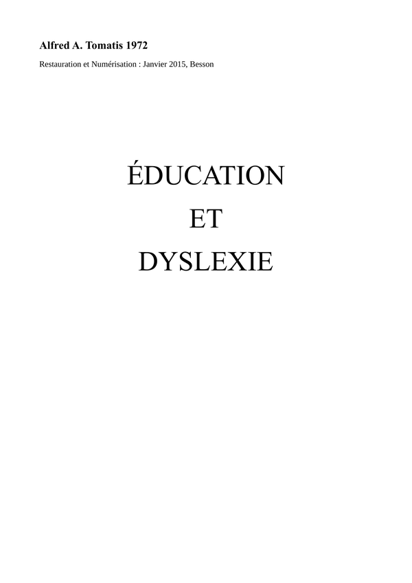 Okładka Edukacji i dysleksji, Alfred Tomatis, 1972